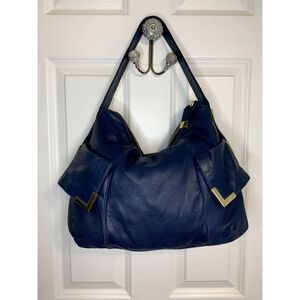 Michael Kors Beverly Blue Leather Shoulder Bag